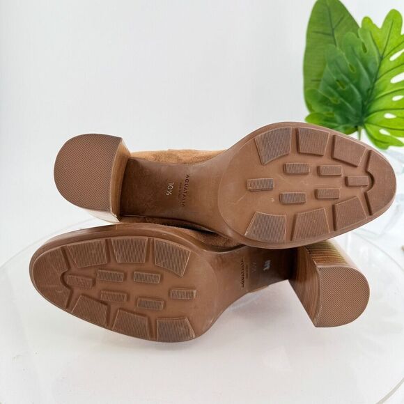 Aquatalia Iole Quilted Suede Lace-Up Booties Women 10.5 Brown Weatherproof Boots - Picture 11 of 16